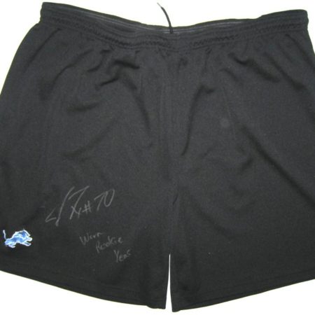 Jason Fox Rookie Practice Worn & Signed Official Detroit Lions Reebok Shorts