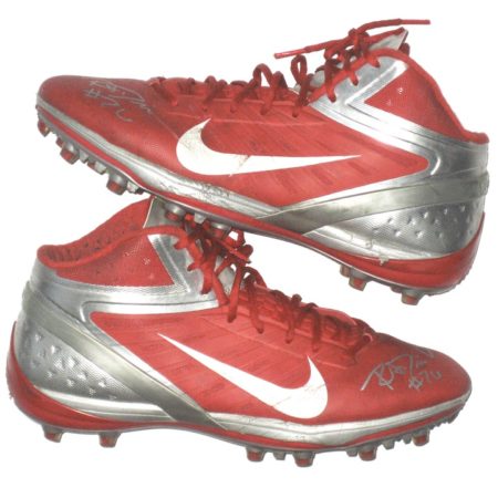 RJ Dill Rutgers Scarlet Knights Game Used & Signed Red & Silver Nike Alpha Cleats
