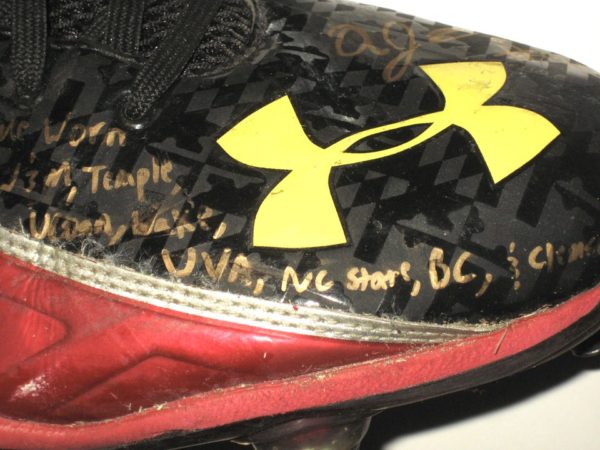 AJ Francis Maryland Terrapins Game Worn & Signed Under Armour Cleats - Worn for 8 Games!!!