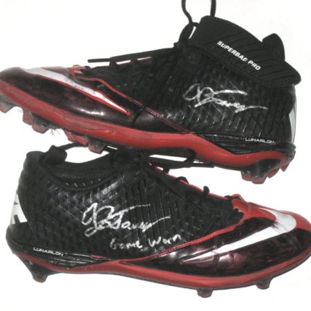 AJ Tarpley Stanford Cardinal Game Used & Signed Black & Red Nike Superbad Pro Cleats