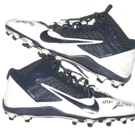 John Phillips San Diego Chargers 2013 OTA’s Worn & Signed White & Blue Nike Alpha Pro Cleats