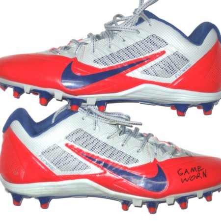 Orleans Darkwa New York Giants Game Worn & Signed Red, Gray & Blue Nike Cleats