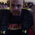 AJ Francis Maryland Terrapins Game Worn “2012 Senior Game” Black & Yellow Under Armour Elbow Bands (Worn Vs Florida State Seminoles on 11/17/2012) - Image 3