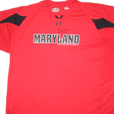 AJ Francis Training Worn & Autographed Maryland Terrapins TEAM Under Armour 4XL Shirt -Main