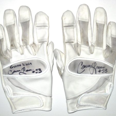 Cameron Lawrence Dallas Cowboys Game Used & Signed All White Cutters Gloves