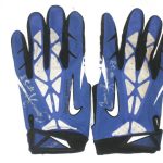 Cameron Lawrence Dallas Cowboys Game Worn & Signed Blue and White Nike Vapor Jet Gloves