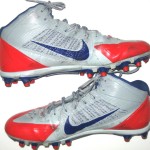 Orleans Darkwa New York Giants Game Worn & Signed Red, Gray & Blue Nike Cleats - Image 4