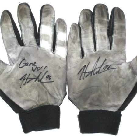 Henry Anderson Indianapolis Colts Rookie Game Worn & Signed White & Black Nike Gloves