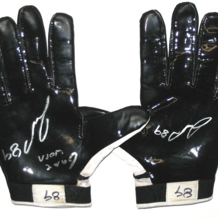 John Phillips Dallas Cowboys Game Worn & Signed White & Black Gloves