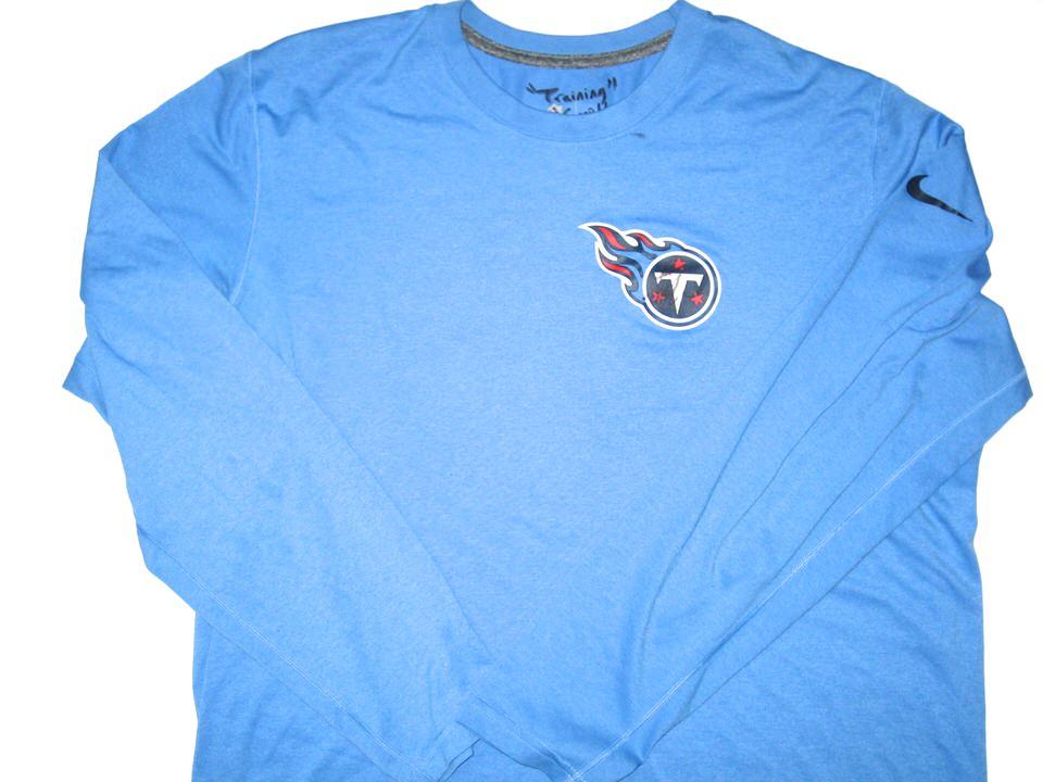 Jon Akemon Training Worn & Signed Tennessee Titans Long Sleeve Nike Dri ...