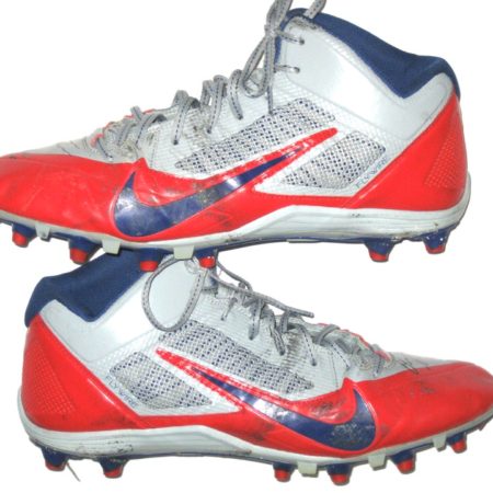 Orleans Darkwa New York Giants Game Used & Signed Red, Gray & Blue Nike Cleats