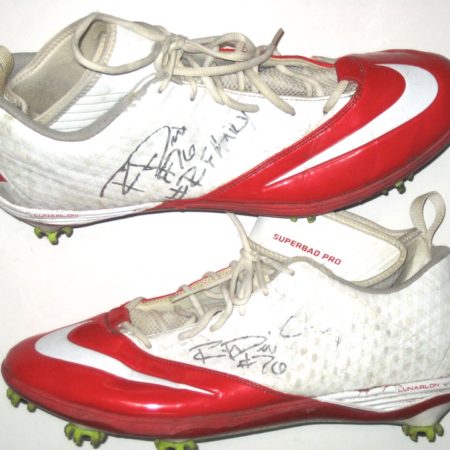 RJ Dill Rutgers Scarlet Knights Game Worn & Signed Red & White Nike Cleats