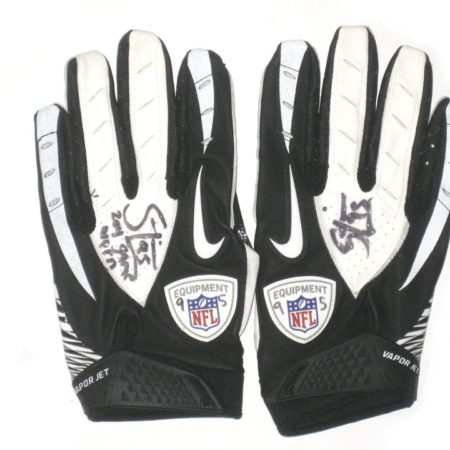 Sean Lissemore Dallas Cowboys Game Used & Signed White, Blue & Black Nike Vapor Jet Gloves