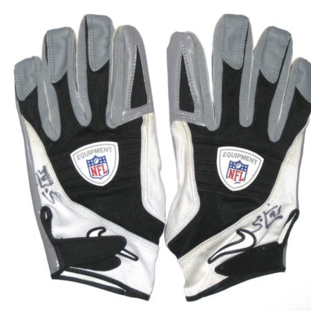 Sean Lissemore Dallas Cowboys Practice Worn & Autographed White, Gray & Black Nike Gloves