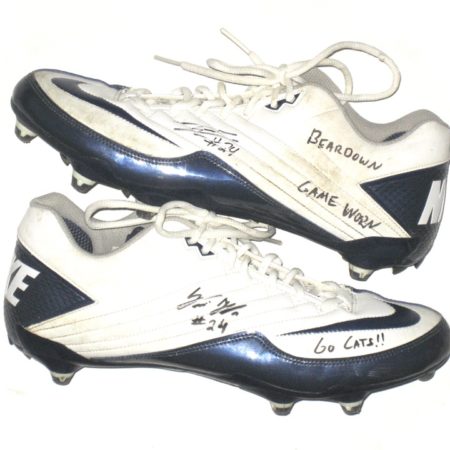 Trevin Wade Arizona Wildcats Game Worn & Signed "BEARDOWN" & "GO CATS!" White & Blue Nike Cleats