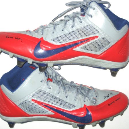 Kerry Wynn New York Giants Game Worn & Signed Red, Gray & Blue Nike Cleats