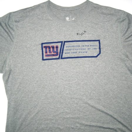 Kerry Wynn Training Worn & Signed New York Giants Nike Dri-Fit 3XL Shirt