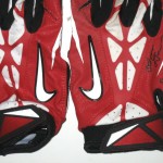 Orleans Darkwa New York Giants Game Worn & Signed Red & White Nike Gloves - Image 4