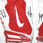 Orleans Darkwa New York Giants Game Worn & Signed Red & White Nike Vapor Jet Gloves