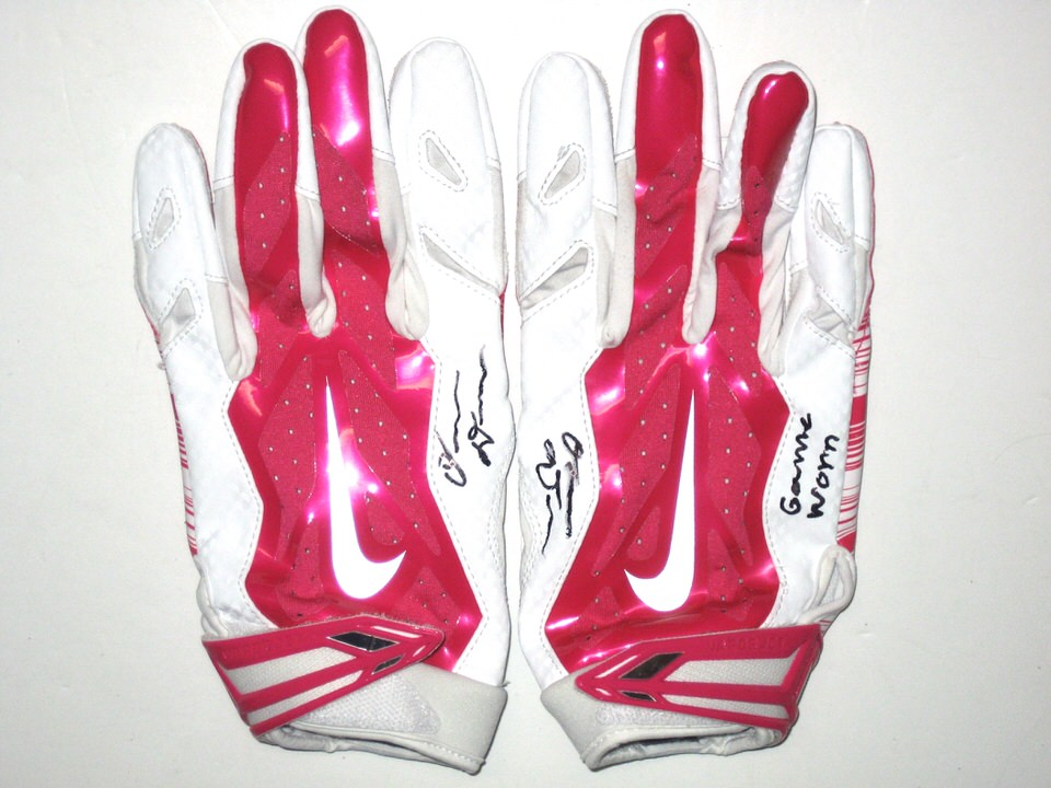 enfermedad Como Medicinal Orleans Darkwa New York Giants Game Worn & Signed Breast Cancer Awareness  Pink & White Nike Gloves - Big Dawg Possessions