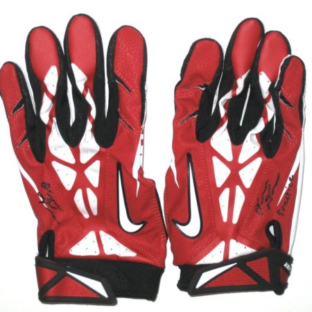 Orleans Darkwa New York Giants Practice Worn & Signed Red, White & Black Nike Gloves