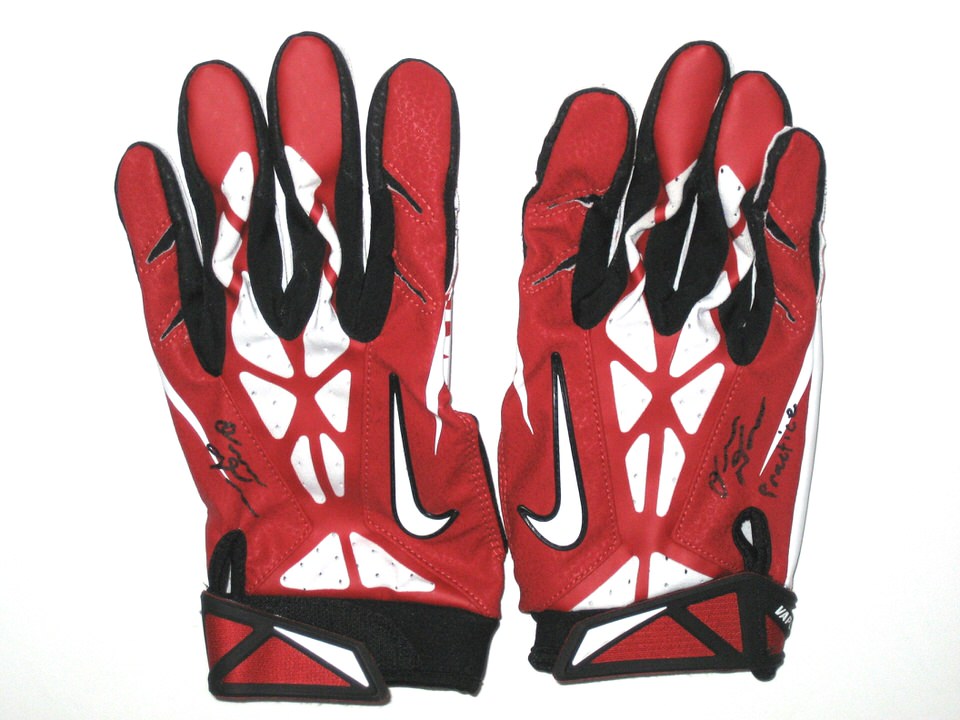 red and black nike football gloves