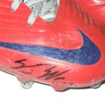 Trevin Wade New York Giants Game Worn & Signed Gray, Blue & Red Nike Vapor Speed Cleats – Worn Vs Washington Redskins, 4 Tackles!