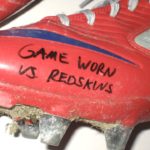 Trevin Wade New York Giants Game Worn & Signed Gray, Blue & Red Nike Vapor Speed Cleats – Worn Vs Washington Redskins, 4 Tackles!