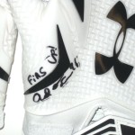 AJ Francis Miami Dolphins Practice Worn & Signed Fins Up! Under Armour Gloves