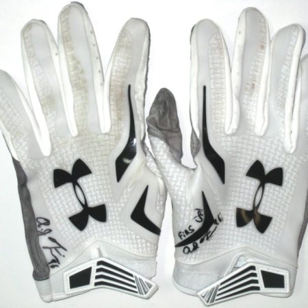 AJ Francis Miami Dolphins Practice Worn & Signed White & Black Under Armour Gloves