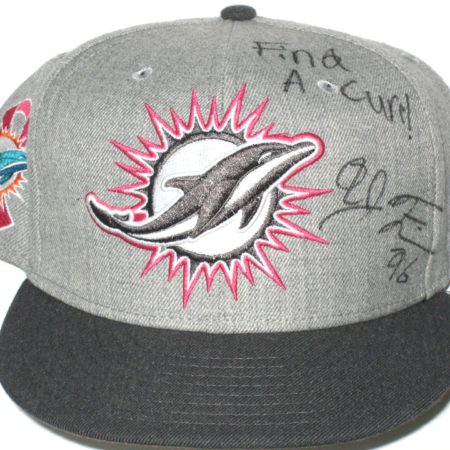 AJ Francis Sideline Worn & Signed Miami Dolphins Breast Cancer Awareness New Era 59Fifty Hat