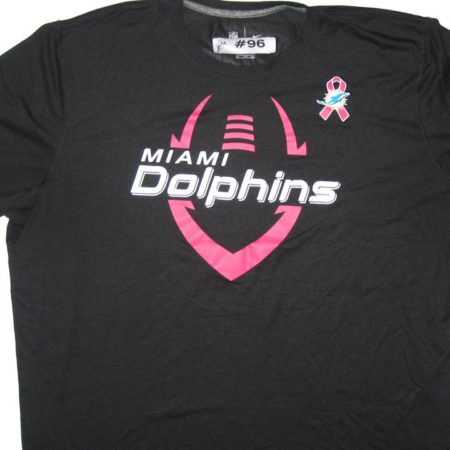 AJ Francis Team Issued Miami Dolphins #96 Breast Cancer Awareness Nike Shirt