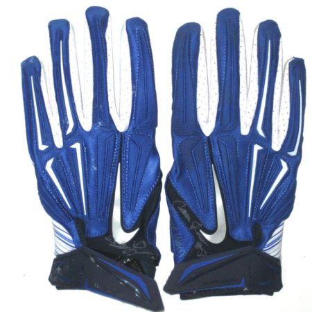 Cameron Lawrence Dallas Cowboys Game Used & Signed Blue & White Nike Gloves