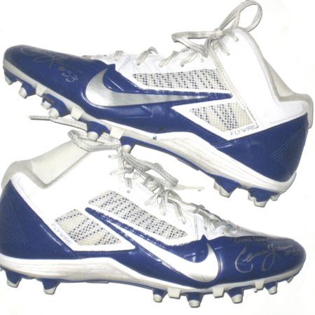 Cameron Lawrence Dallas Cowboys Game Worn & Signed White, Silver & Blue Nike Cleats