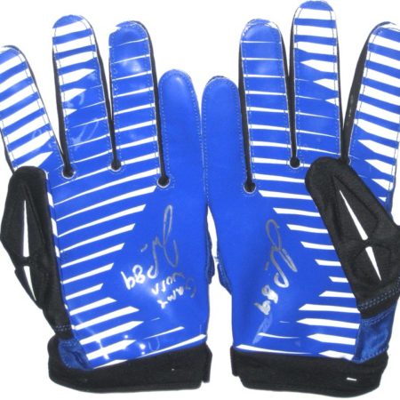 John Phillips Dallas Cowboys Game Used & Signed Blue, White & Black Nike Gloves