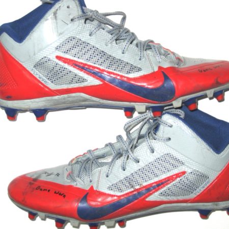 Kerry Wynn New York Giants 2015 Game Used & Signed Red, Gray & Blue Nike Cleats