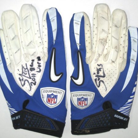 Sean Lissemore Dallas Cowboys Game Worn & Signed White & Blue Nike Vapor Jet Gloves