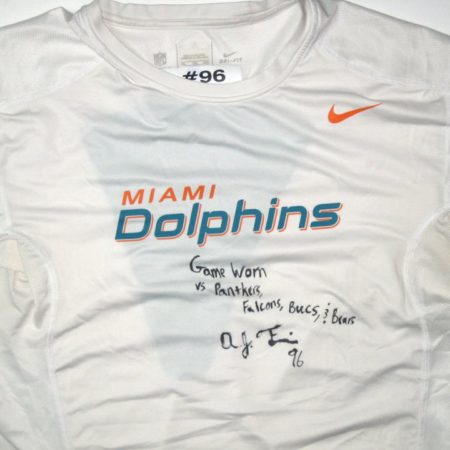 AJ Francis Game Worn & Signed Miami Dolphins #96 Nike Dri-Fit 4XL Shirt -Worn for 4 Games!!!)