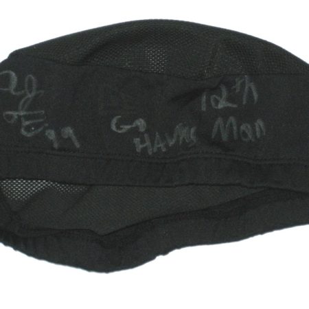 AJ Francis Seattle Seahawks Practice Worn & Autographed "12th Man" Black Skull Cap