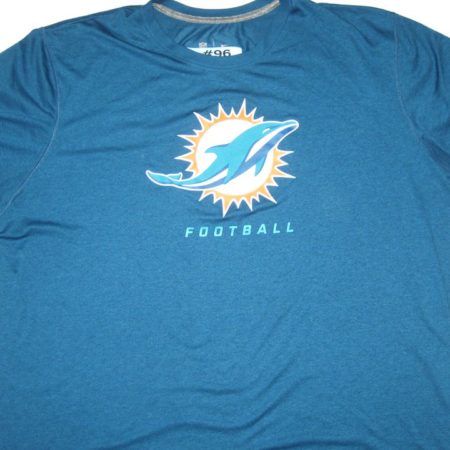 AJ Francis Training Worn Blue Miami Dolphins #96 Nike 3XL Shirt