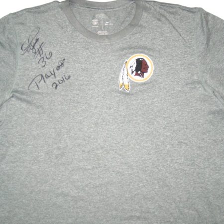 Darrel Young Training Worn & Signed Washington Redskins Nike Dri-Fit Shirt -Worn During 2015 Playoffs Week