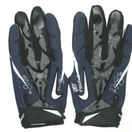 Ryan Spadola Detroit Lions Practice Worn & Signed Blue, Gray & Black Nike XL Gloves
