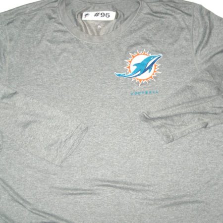 AJ Francis Training Worn Miami Dolphins #96 3XL Long Sleeve Nike Shirt