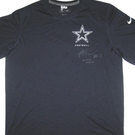 Alex Tanney Game Worn & Signed Official Blue Dallas Cowboys #7 Nike Dri-Fit XL Shirt