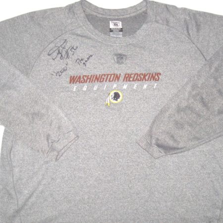 Darrel Young Pregame Worn & Signed Washington Redskins Equipment Reebok Shirt