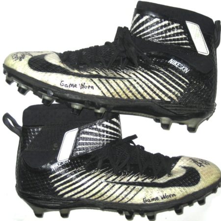 JP Holtz Pittsburgh Panthers Game Used & Signed Black & White Nike Lunarbeast Elite TD Cleats