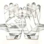JP Holtz Pittsburgh Panthers Game Worn & Signed White & Silver Nike Gloves - Great Use!!!