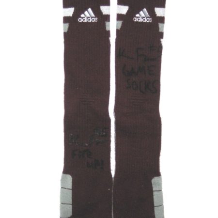 Kavon Frazier Central Michigan Chippewas Game Worn & Autographed Maroon, Gray & White Adidas Team Speed Socks