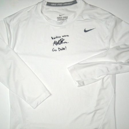 Matt Skura Duke Blue Devils Practice Worn & Signed Nike Pro Combat Long Sleeve Shirt