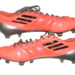 Ryan Spadola 2013 NFL Combine Issued & Signed Neon Orange and Black Adidas Adizero Cleats – Size 13